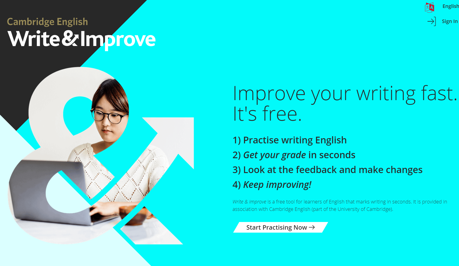 Write and Improve - Trang website chữa Writing miễn phí của Cambridge