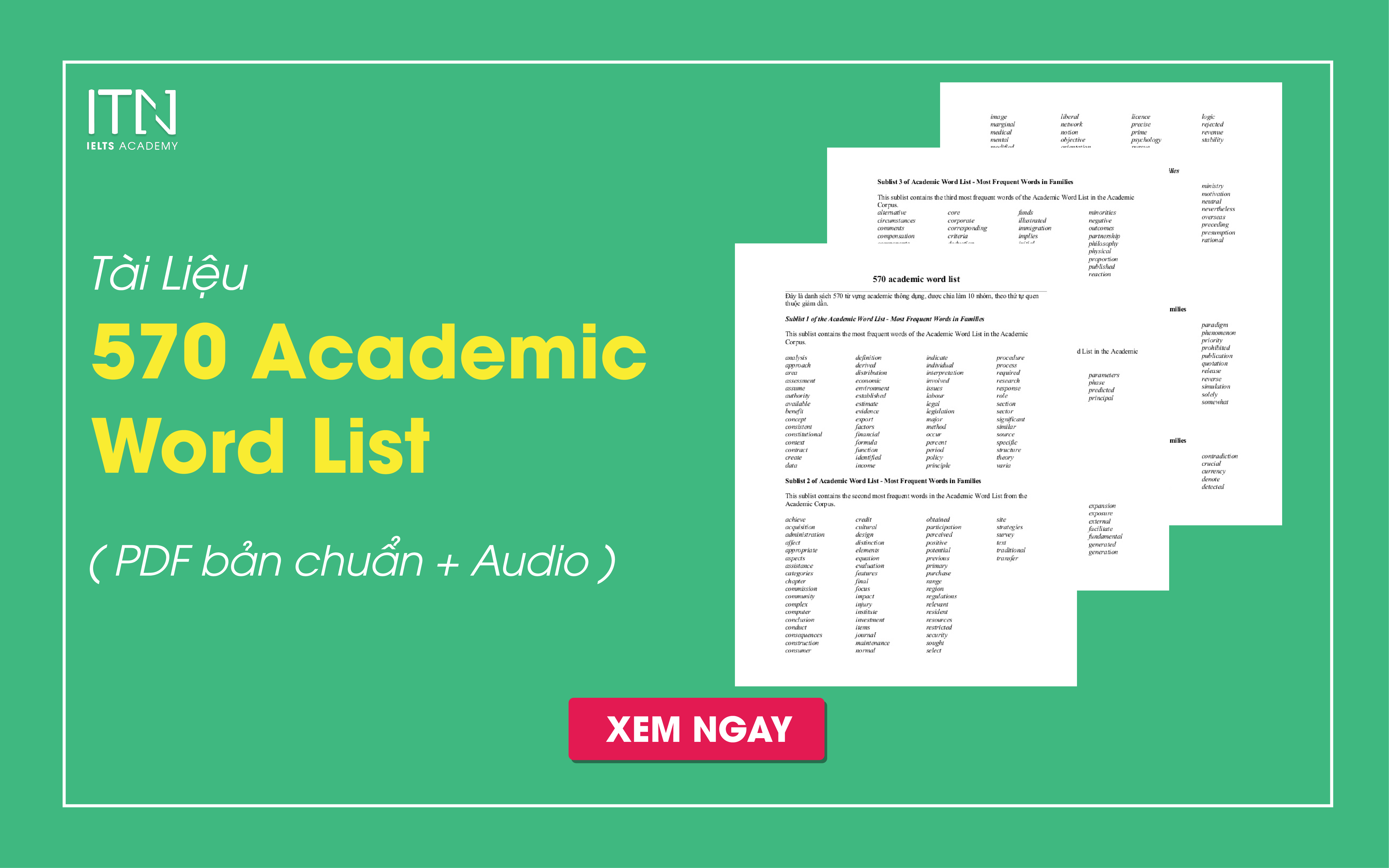 570 Academic Word List PDF Bản Chuẩn + Audio